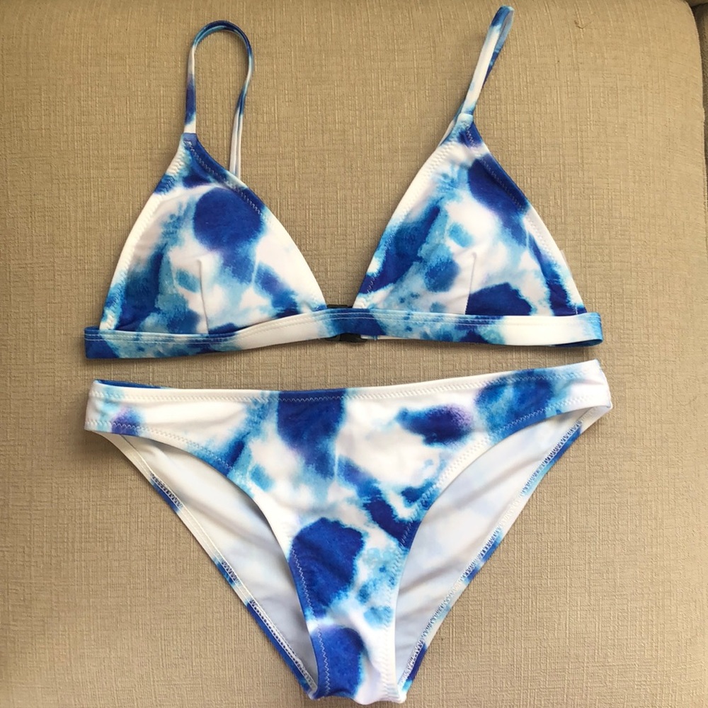 Blue and White Tie Dye Bikini from Zaful